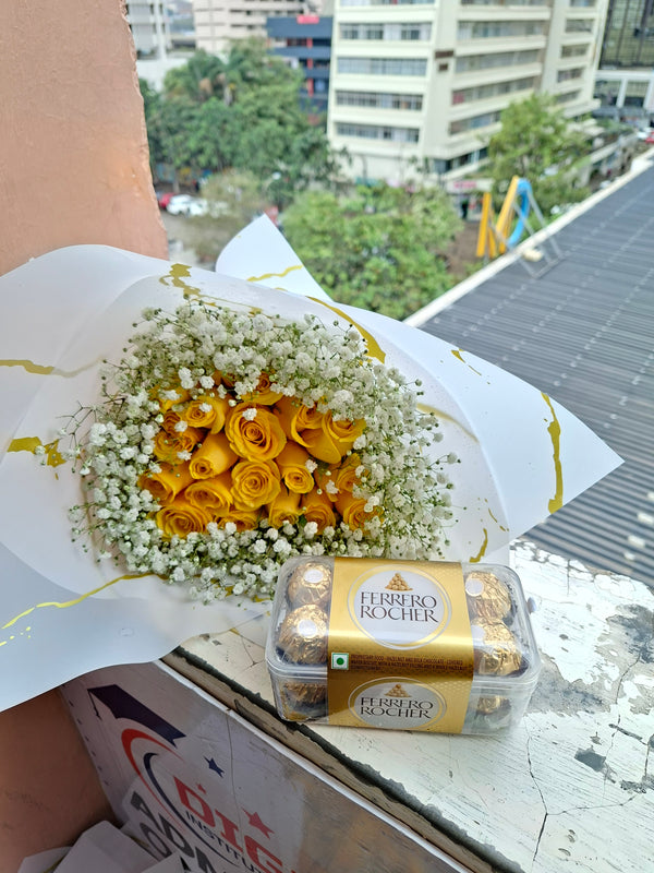 FERRERO CHOCOLATES & YELLOW ROSES